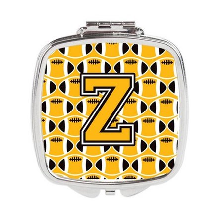 CAROLINES TREASURES Letter Z Football Black, Old Gold and White Compact Mirror CJ1080-ZSCM